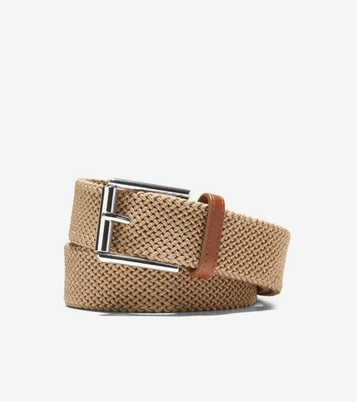 35MM Tubular Stretch Cord Belt Khaki Men Cole Haan Belts