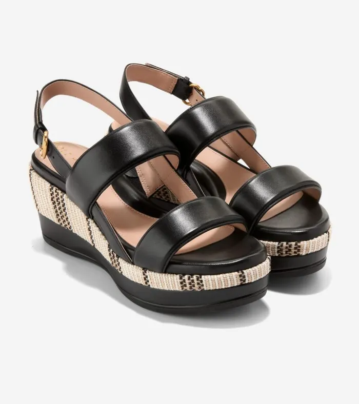 Aislin Wedge Sandals Blacknatural Women Cole Haan Heels and Pumps