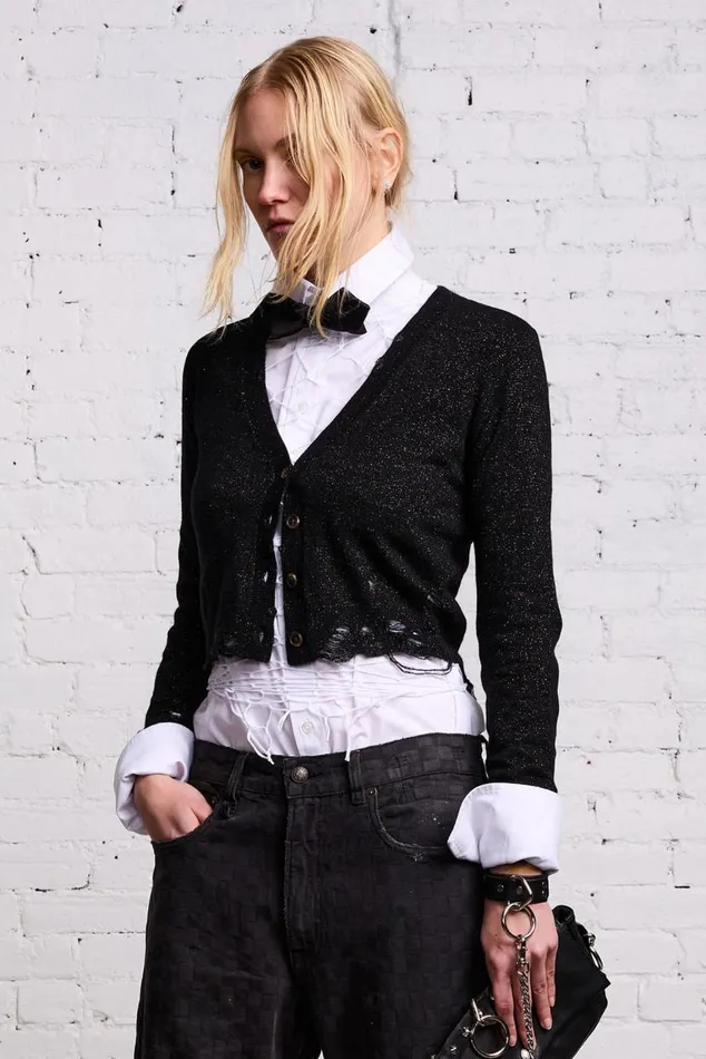 BABY CARDIGAN 8211 BLACK GLITTER Women R13 Tops