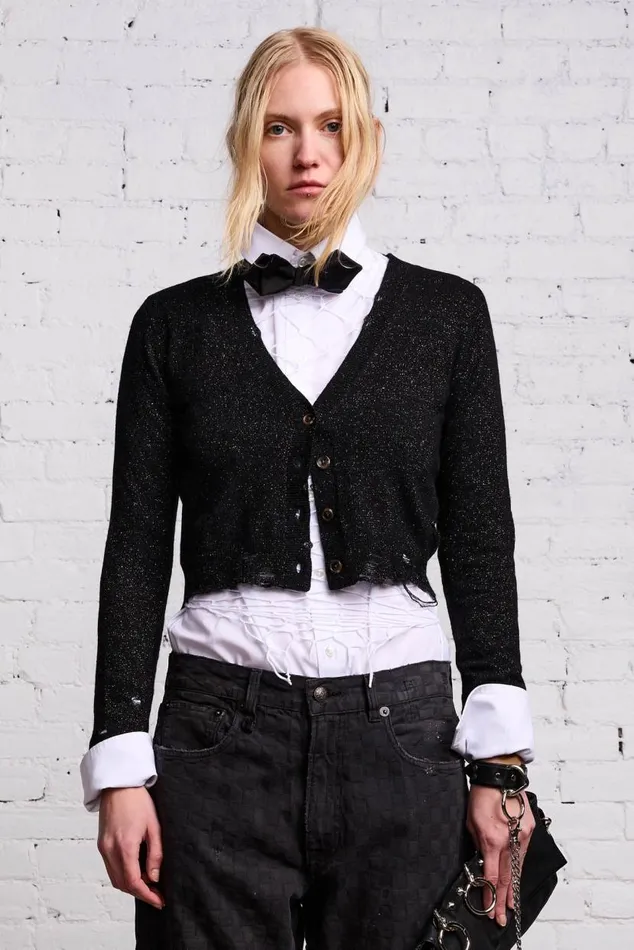 BABY CARDIGAN 8211 BLACK GLITTER Women R13 Tops