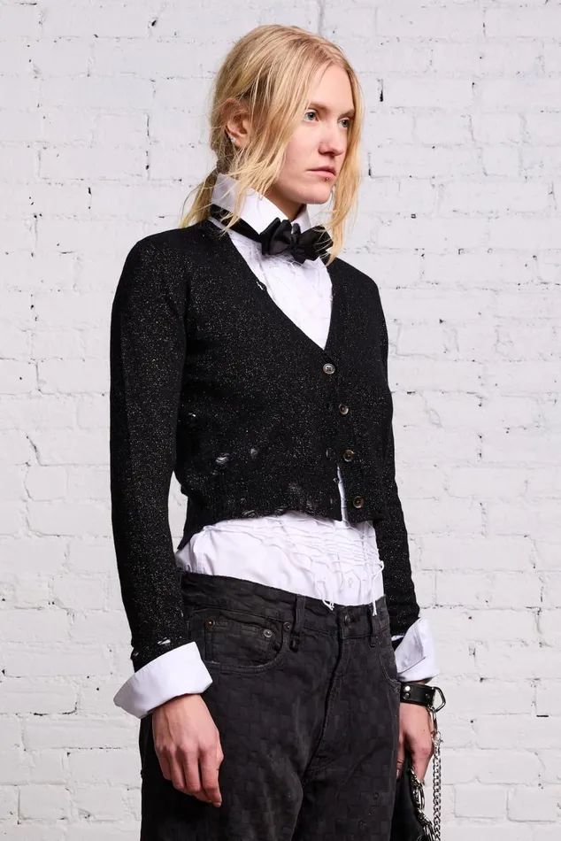 BABY CARDIGAN 8211 BLACK GLITTER Women R13 Tops