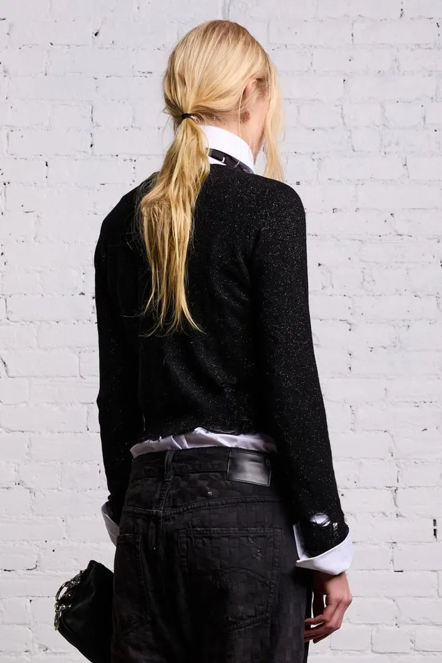 BABY CARDIGAN 8211 BLACK GLITTER Women R13 Tops
