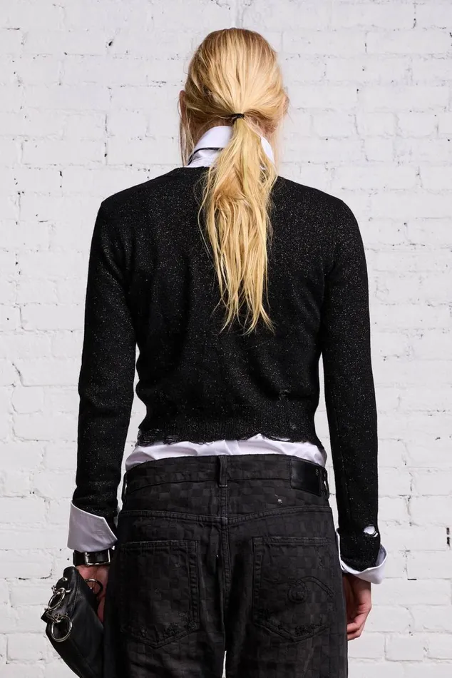 BABY CARDIGAN 8211 BLACK GLITTER Women R13 Tops