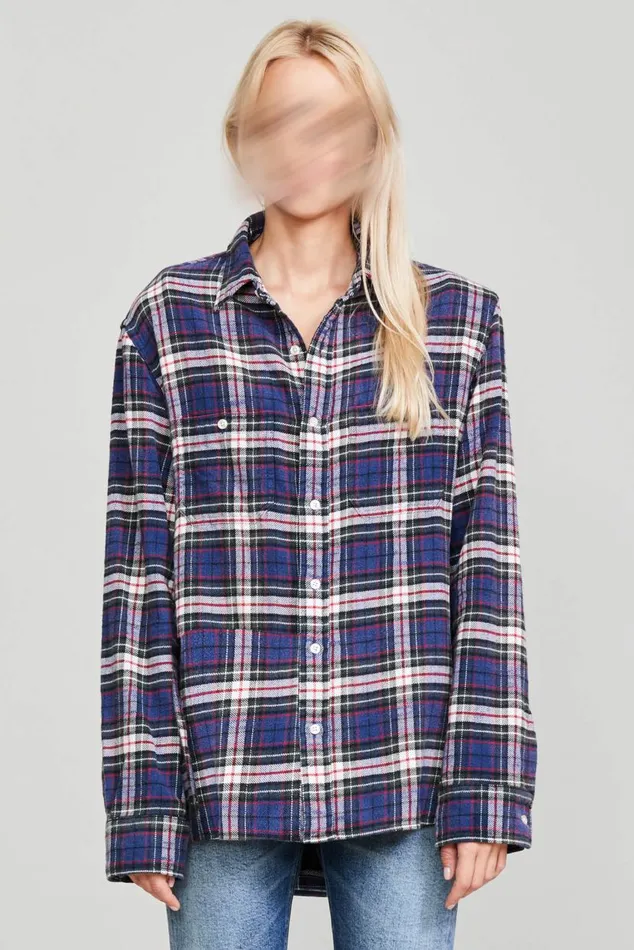 BACKZIP WORKSHIRT 8211 NAVY Women R13 Tops