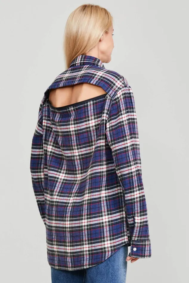 BACKZIP WORKSHIRT 8211 NAVY Women R13 Tops