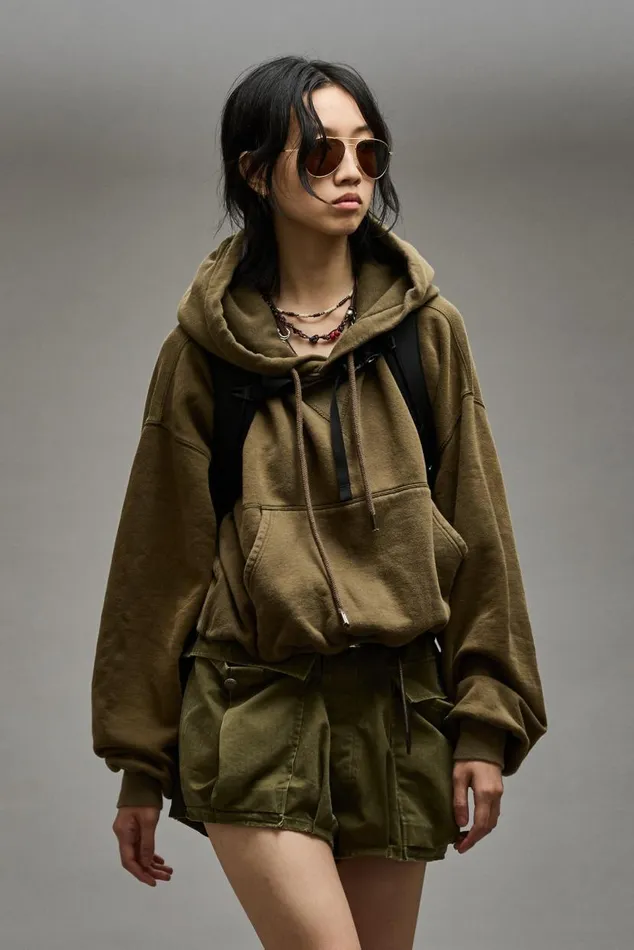 BALLOON POPOVER HOODIE 8211 DARK OLIVE Women R13 Tops