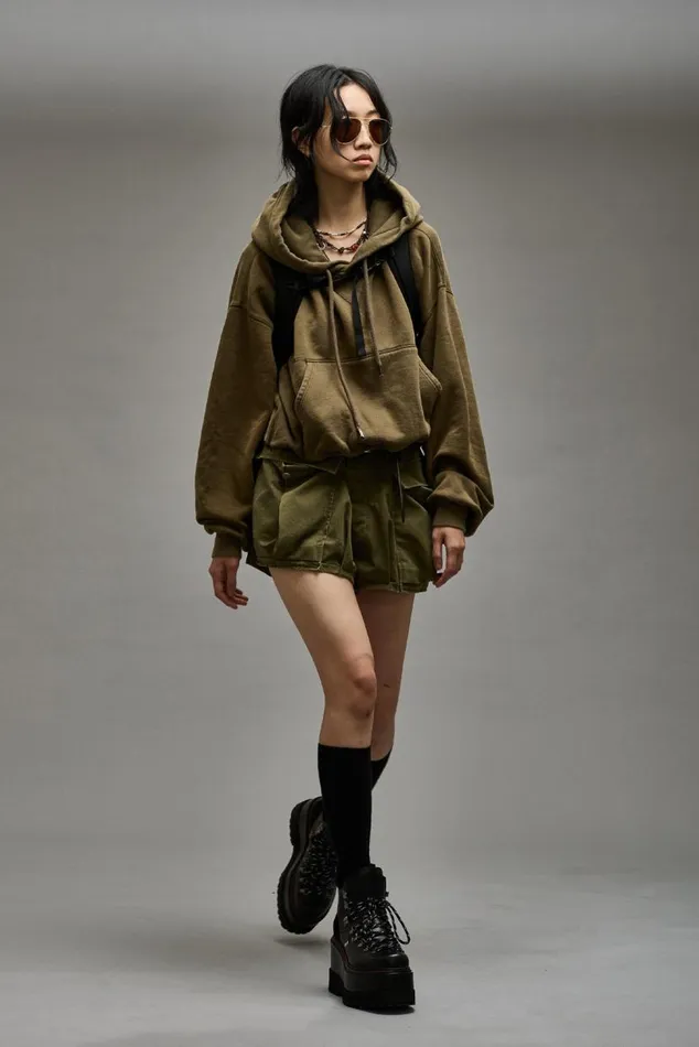 BALLOON POPOVER HOODIE 8211 DARK OLIVE Women R13 Tops