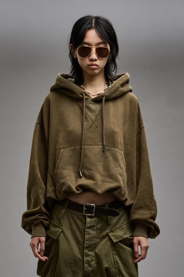 BALLOON POPOVER HOODIE 8211 DARK OLIVE Women R13 Tops