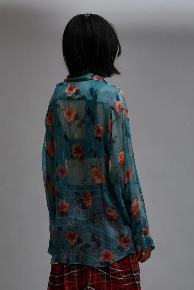 BELLOW POCKET RELAXED SHIRT 8211 BLUE FLORAL Women R13 Tops
