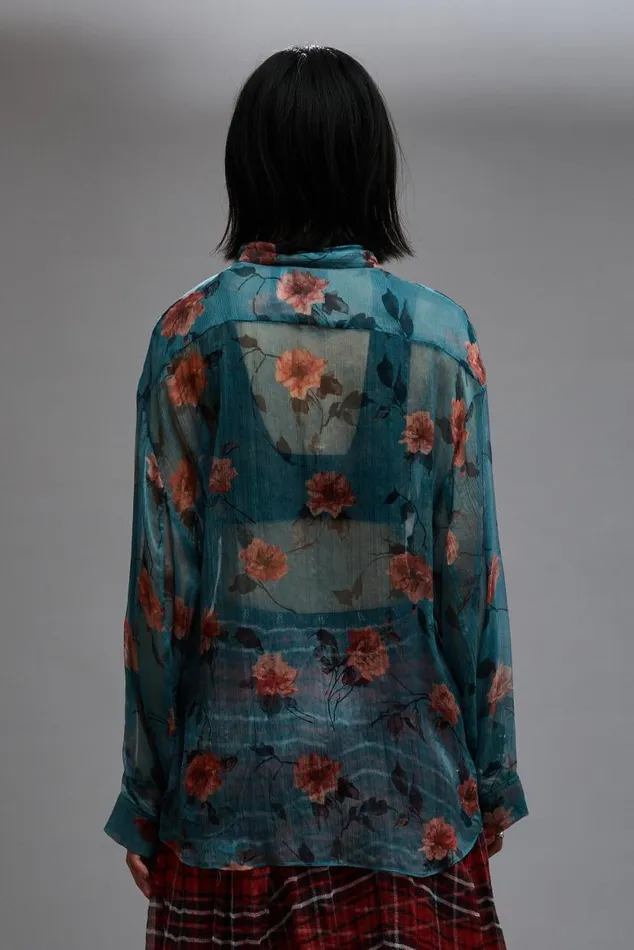 BELLOW POCKET RELAXED SHIRT 8211 BLUE FLORAL Women R13 Tops