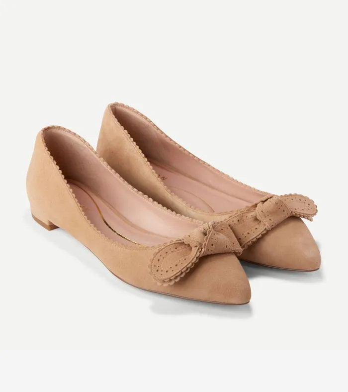 Bellport Bow Skimmer Flats Blush Tan Women Cole Haan Flats and SlipOns