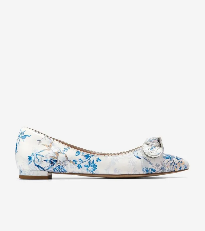 Bellport Bow Skimmer Flats Peacock Blue Print Women Cole Haan Flats and SlipOns Bellport Bow Skimmer Flats Peacock Blue Print Women Cole Haan Flats and SlipOns