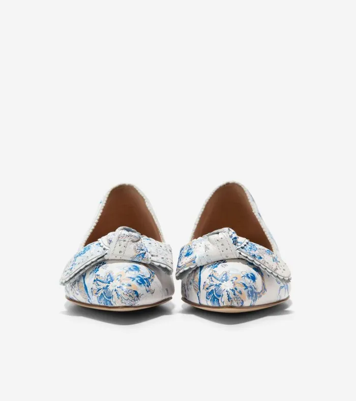 Bellport Bow Skimmer Flats Peacock Blue Print Women Cole Haan Flats and SlipOns