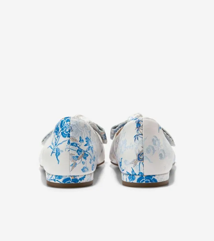Bellport Bow Skimmer Flats Peacock Blue Print Women Cole Haan Flats and SlipOns