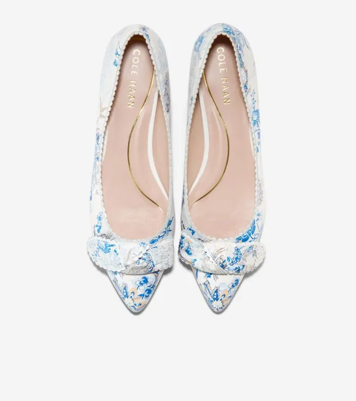 Bellport Bow Skimmer Flats Peacock Blue Print Women Cole Haan Flats and SlipOns
