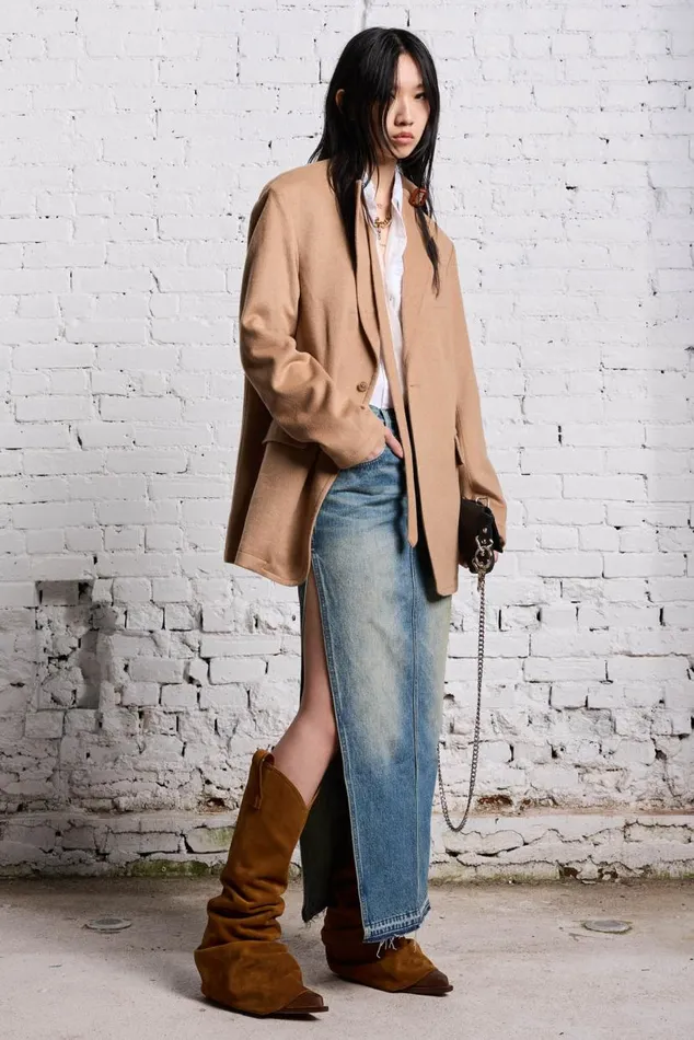 BELT COLLAR RAGGED BLAZER 8211 CAMEL Women R13 Jackets and Coats