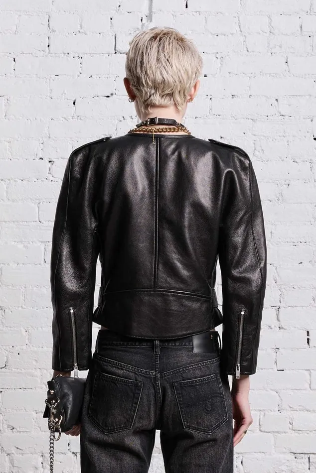 BELTED MOTORCYCLE JACKET 8211 BLACK Women R13 Jackets and Coats