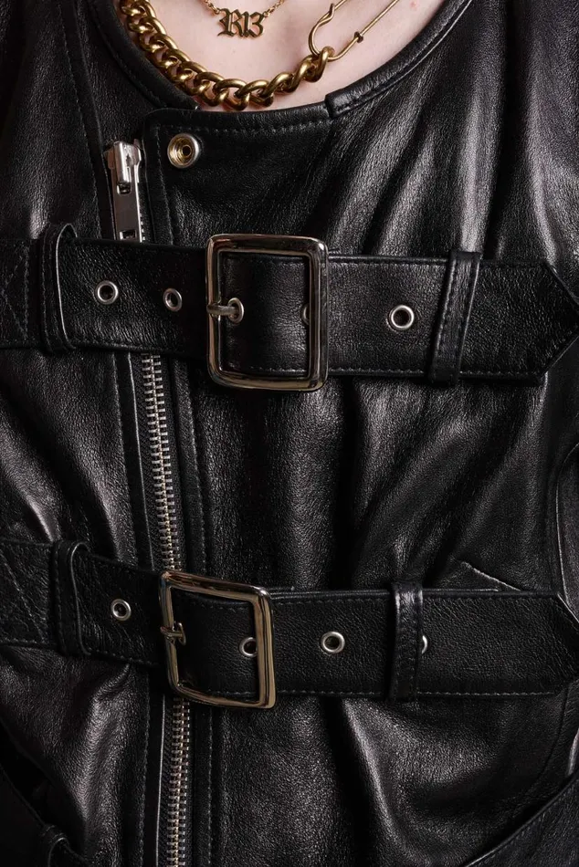 BELTED MOTORCYCLE JACKET 8211 BLACK Women R13 Jackets and Coats