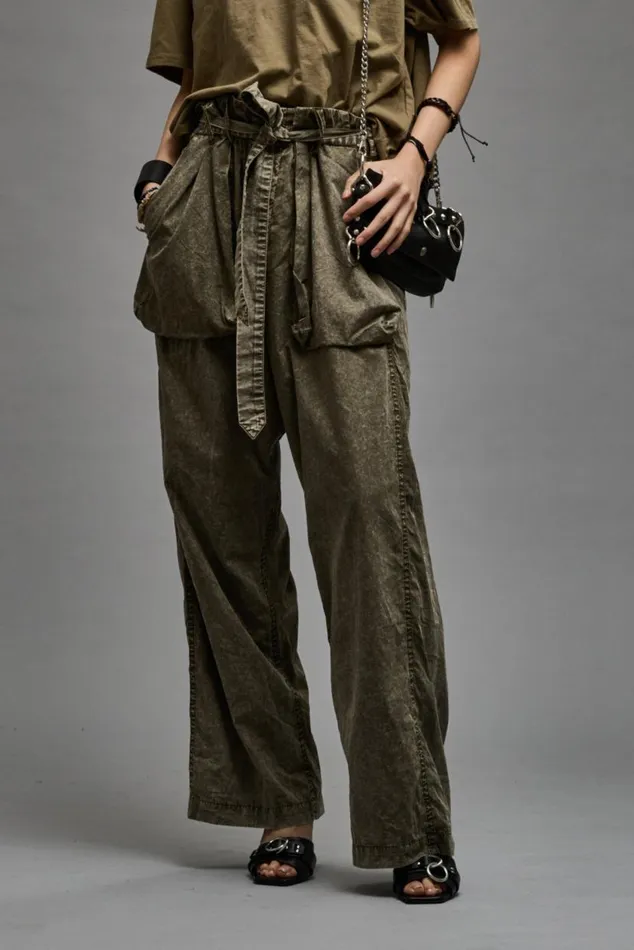 BELTED UTILITY PANT 8211 OLIVE GARMENT DYE Women R13 Pants and Shorts