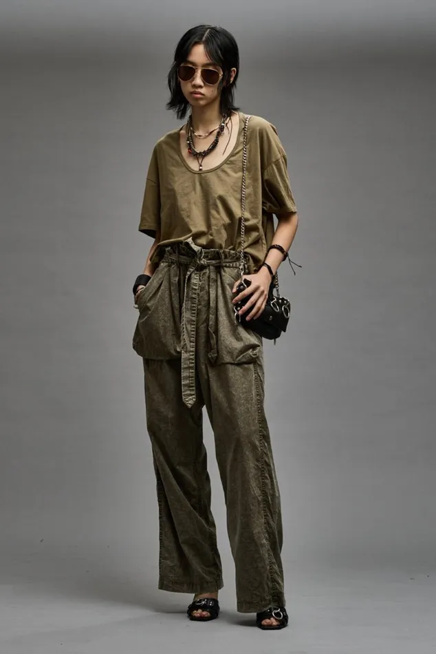 BELTED UTILITY PANT 8211 OLIVE GARMENT DYE Women R13 Pants and Shorts