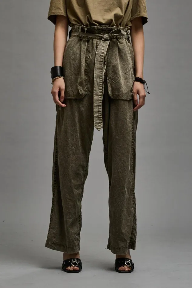 BELTED UTILITY PANT 8211 OLIVE GARMENT DYE Women R13 Pants and Shorts