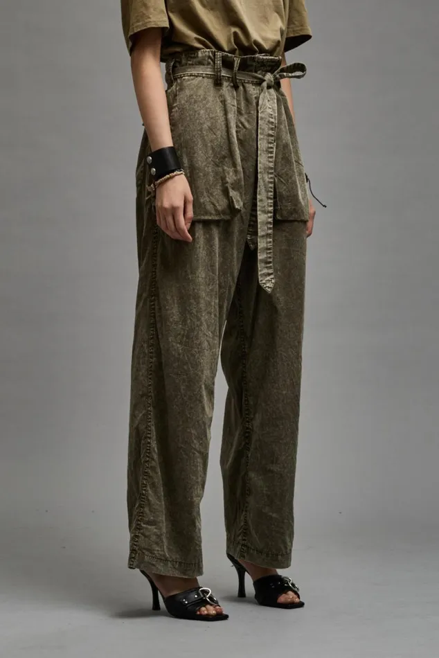 BELTED UTILITY PANT 8211 OLIVE GARMENT DYE Women R13 Pants and Shorts