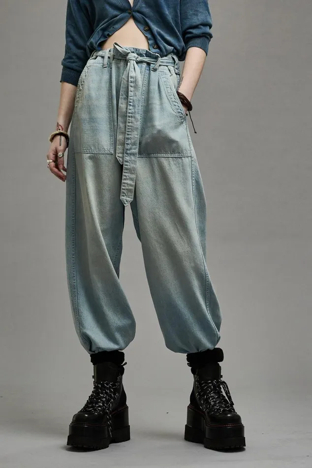 BELTED VENTI UTILITY PANT 8211 LENNON BLUE Women R13 Denim