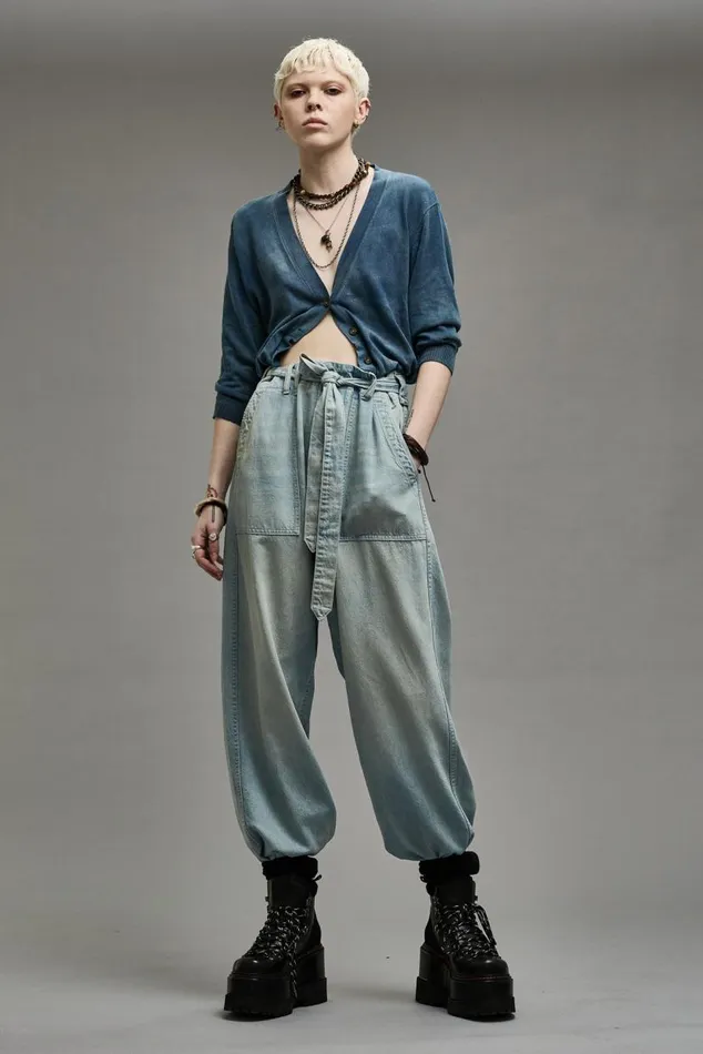 BELTED VENTI UTILITY PANT 8211 LENNON BLUE Women R13 Denim