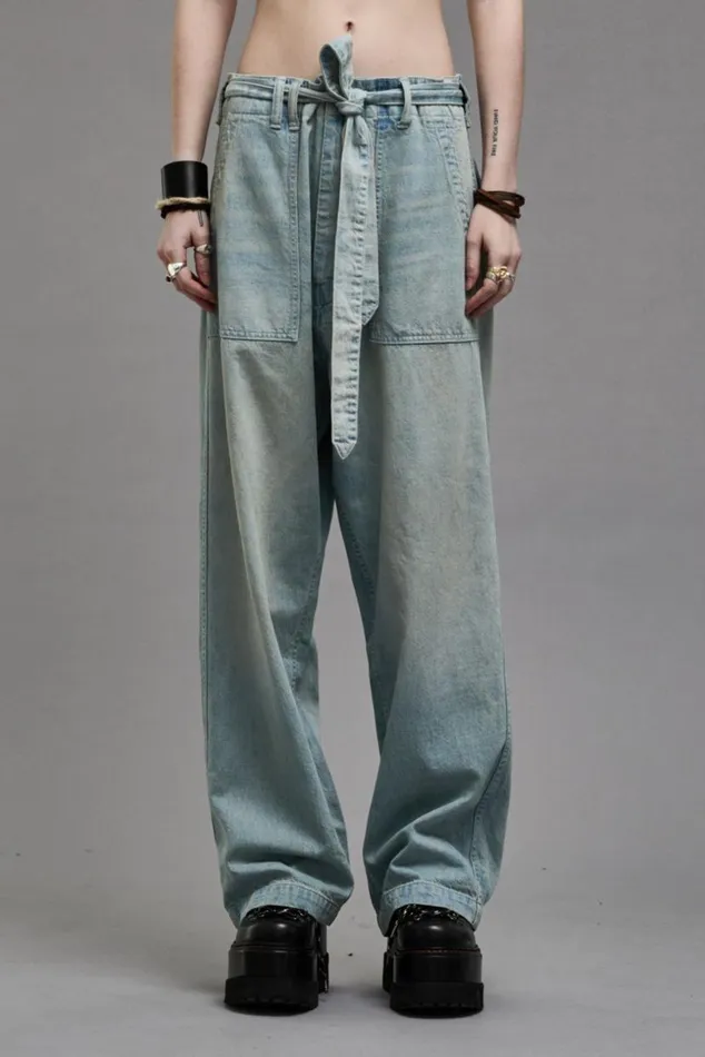 BELTED VENTI UTILITY PANT 8211 LENNON BLUE Women R13 Denim