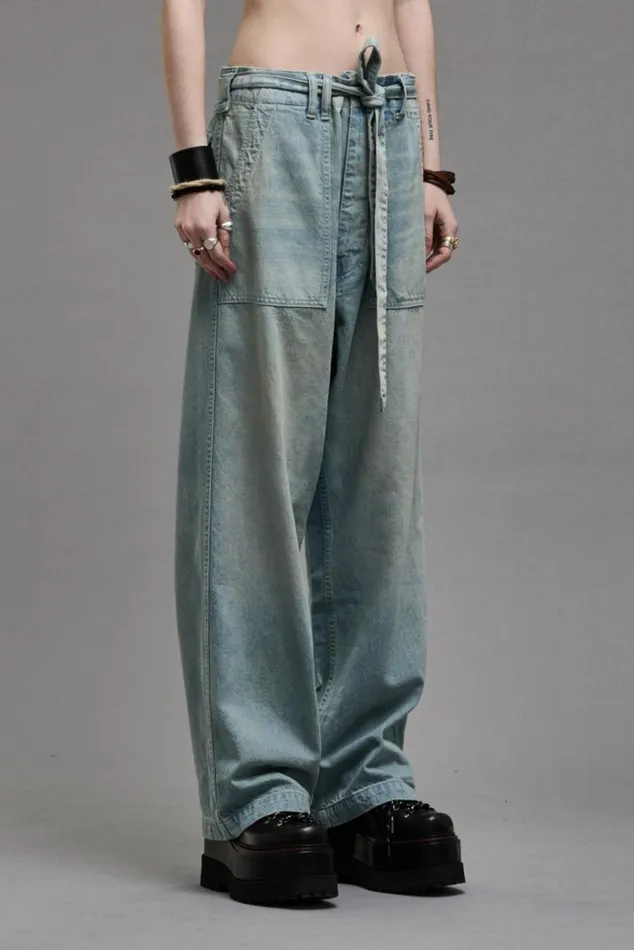 BELTED VENTI UTILITY PANT 8211 LENNON BLUE Women R13 Denim