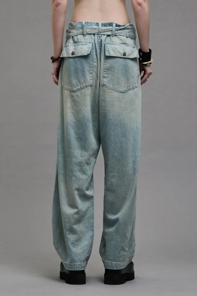 BELTED VENTI UTILITY PANT 8211 LENNON BLUE Women R13 Denim