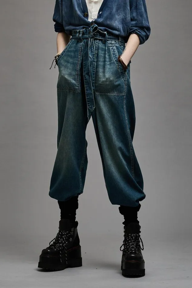 BELTED VENTI UTILITY PANT 8211 WINDSOR BLUE Women R13 Denim