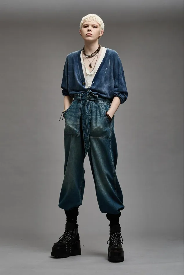 BELTED VENTI UTILITY PANT 8211 WINDSOR BLUE Women R13 Denim