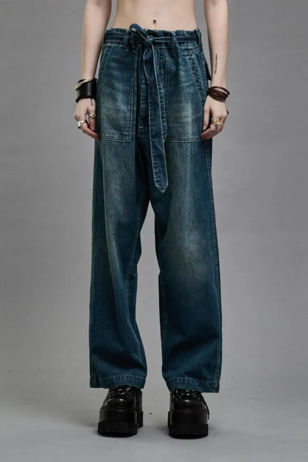 BELTED VENTI UTILITY PANT 8211 WINDSOR BLUE Women R13 Denim