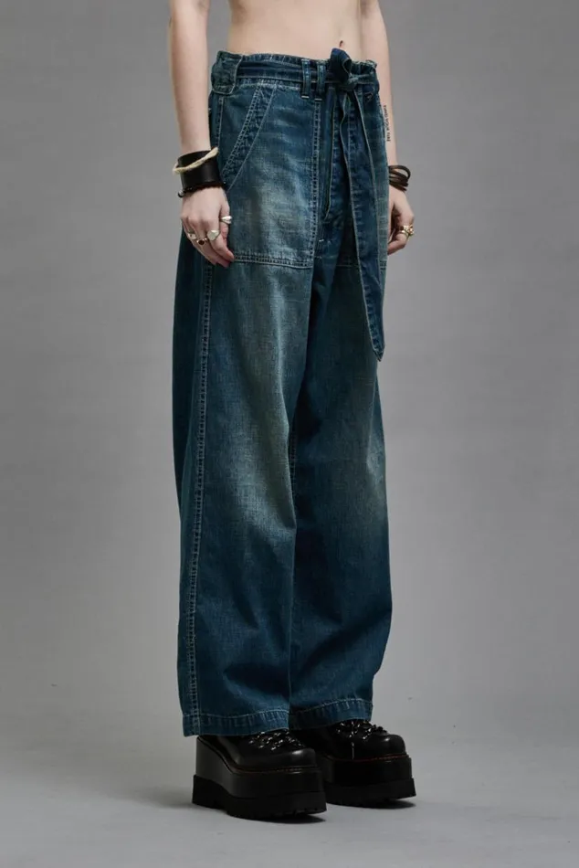 BELTED VENTI UTILITY PANT 8211 WINDSOR BLUE Women R13 Denim