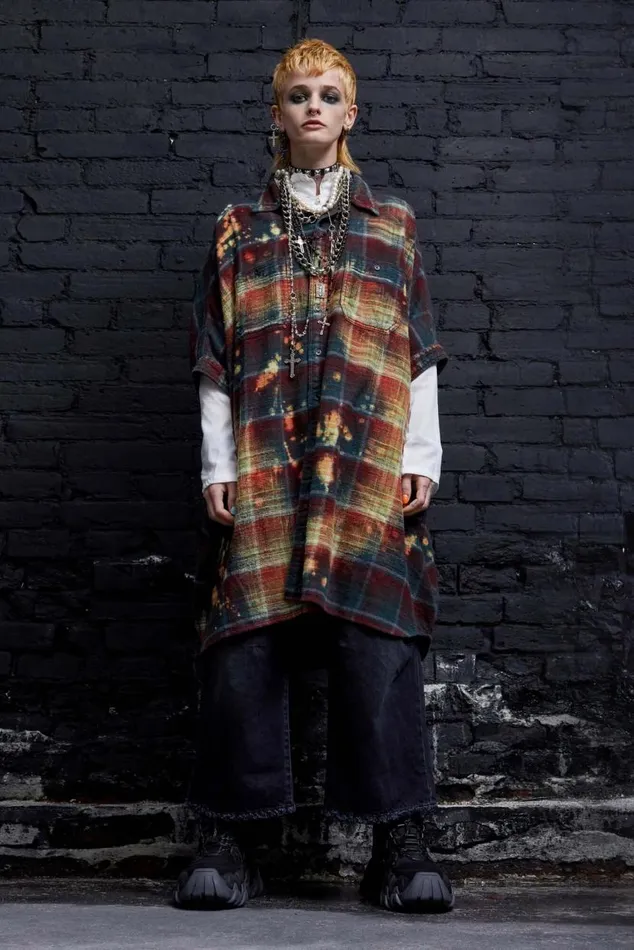 BLEACHED PLAID OVERSIZED BOXY SHIRTDRESS Women R13 Dresses and Skirts