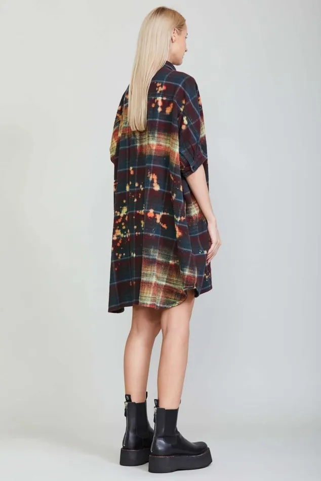 BLEACHED PLAID OVERSIZED BOXY SHIRTDRESS Women R13 Dresses and Skirts