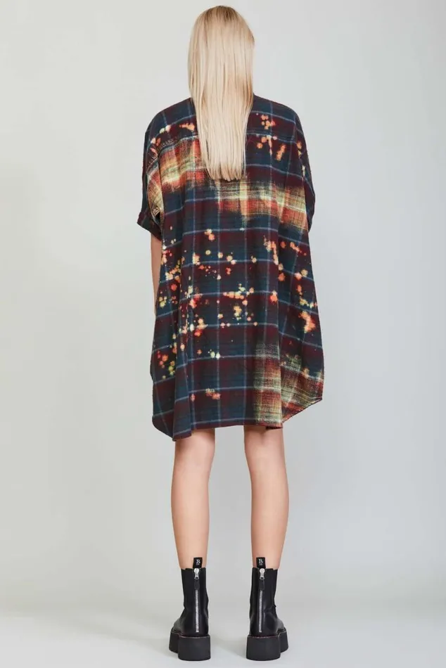 BLEACHED PLAID OVERSIZED BOXY SHIRTDRESS Women R13 Dresses and Skirts