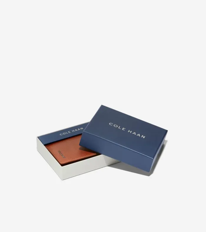 Boxshine Trifold Wallet Cognac Men Cole Haan Wallets