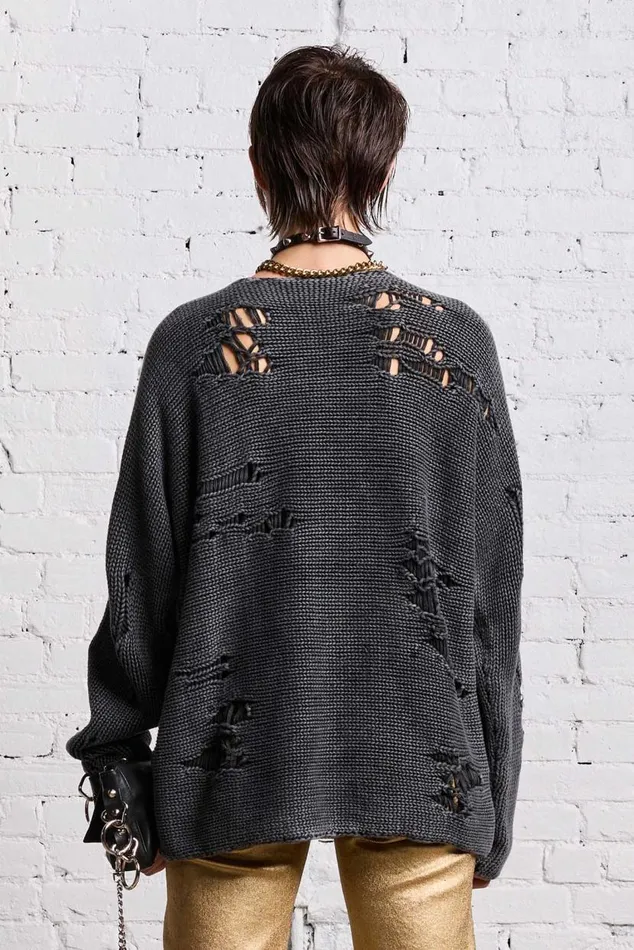 BOYFRIEND CREWNECK 8211 ACID BLACK Women R13 Sweaters