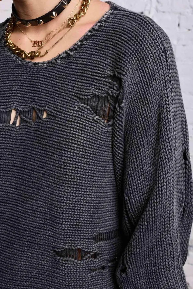 BOYFRIEND CREWNECK 8211 ACID BLACK Women R13 Sweaters