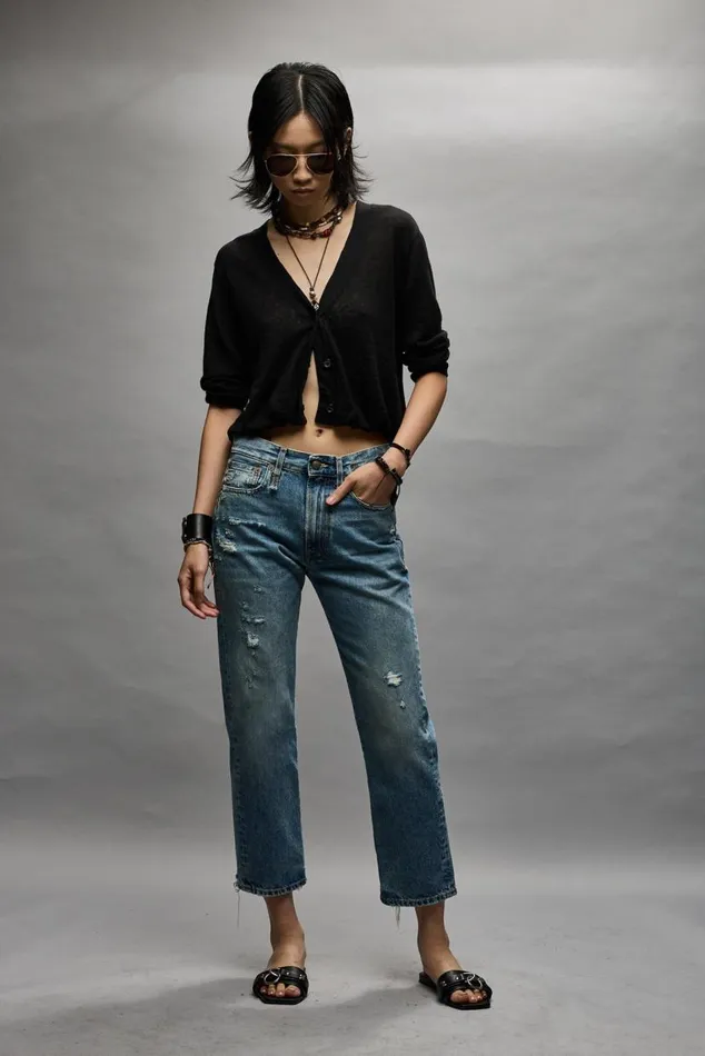 Boyfriend Jean Bain With Rips Women R13 Denim Boyfriend Jean Bain With Rips Women R13 Denim