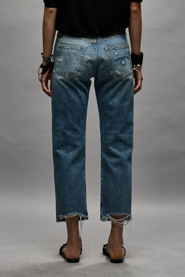 Boyfriend Jean Bain With Rips Women R13 Denim Boyfriend Jean Bain With Rips Women R13 Denim