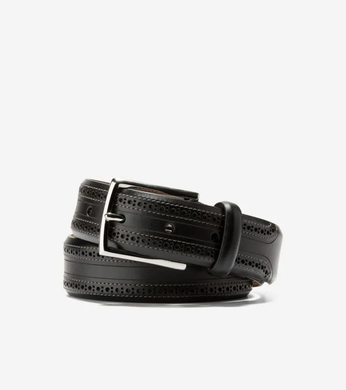 Brogued Belt Black Men Cole Haan Belts