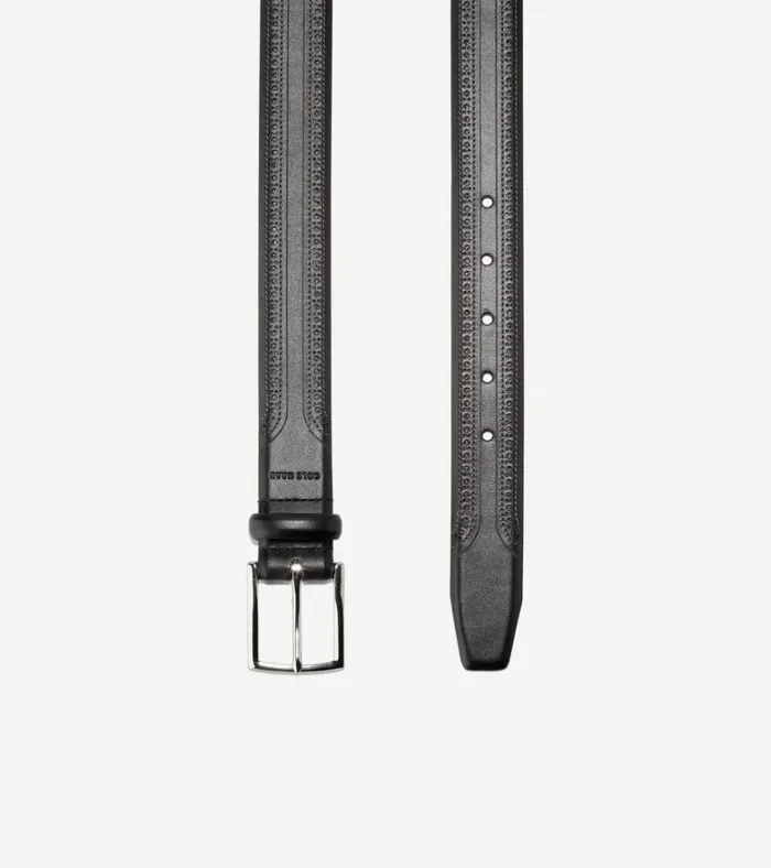 Brogued Belt Black Men Cole Haan Belts