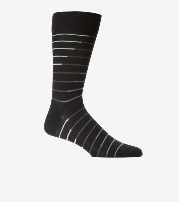 Broken Stripe Dress Crew Socks Black Men Cole Haan Socks