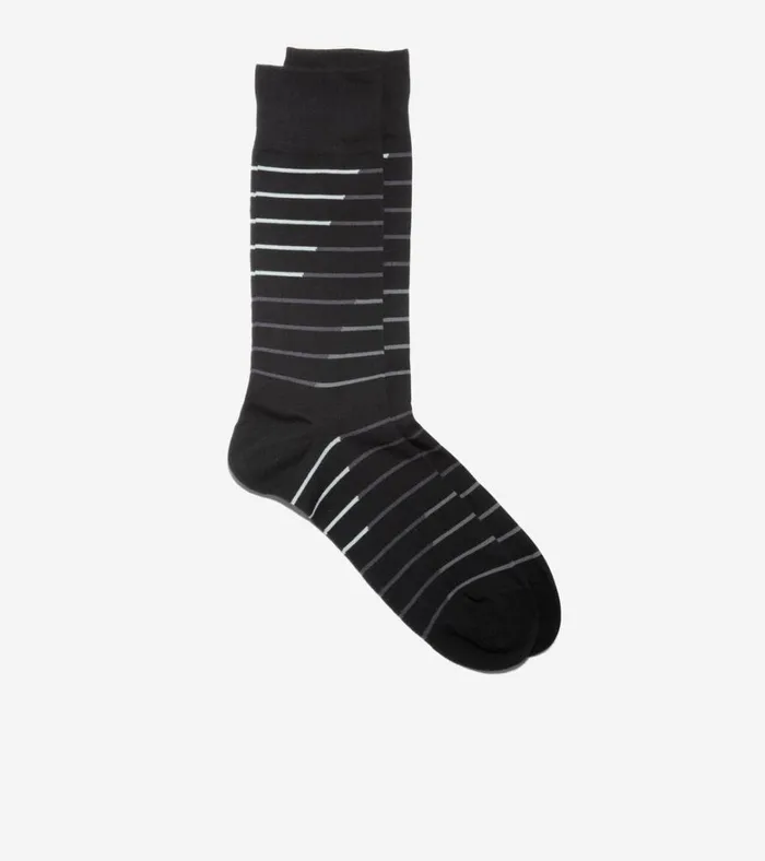 Broken Stripe Dress Crew Socks Black Men Cole Haan Socks