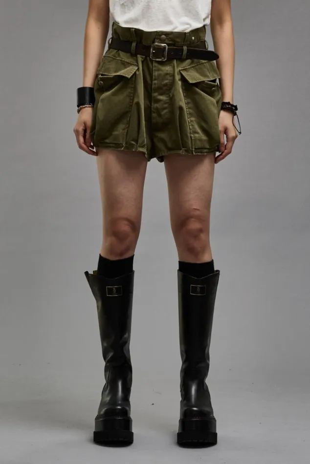 BUBBLE SKORT 8211 OLIVE HERRINGBONE Women R13 Pants and Shorts