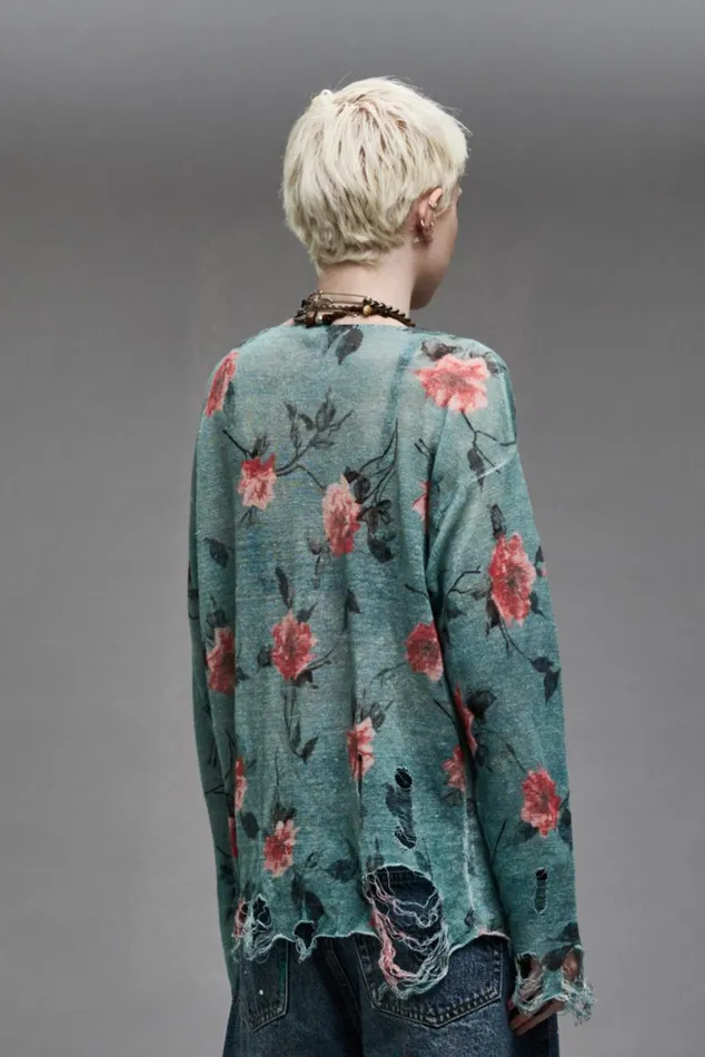 CASTOFF NECK BOYFRIEND SWEATER 8211 BLUE FLORAL Women R13 Sweaters