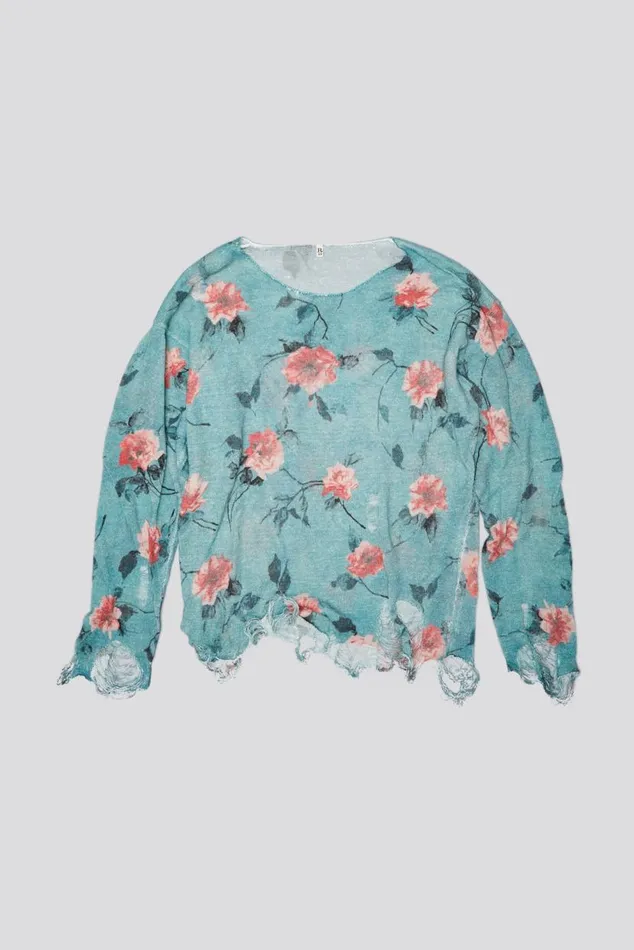 CASTOFF NECK BOYFRIEND SWEATER 8211 BLUE FLORAL Women R13 Sweaters